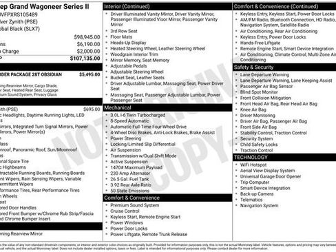 Used 2024 Jeep Grand Wagoneer Series II w/ Quick Order Packagew 28T image 2