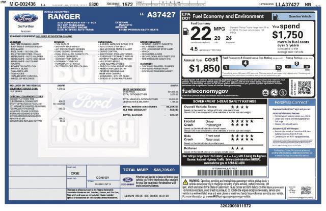 Certified 2020 Ford Ranger XLT w/ Equipment Group 301A Mid AWD/4WD image 7