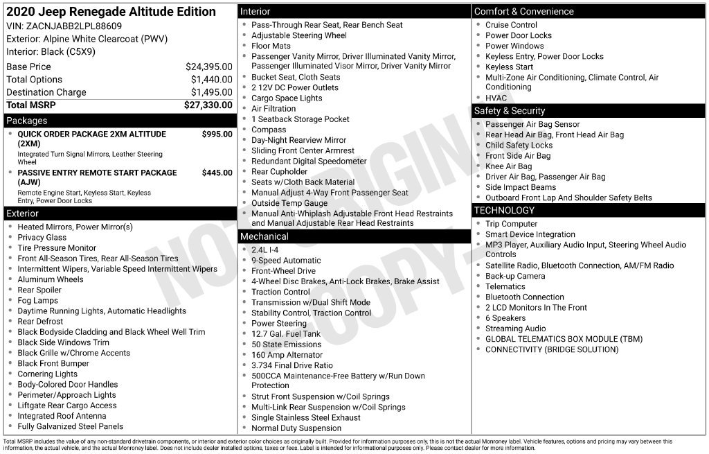 Used 2020 Jeep Renegade Altitude FWD image 7