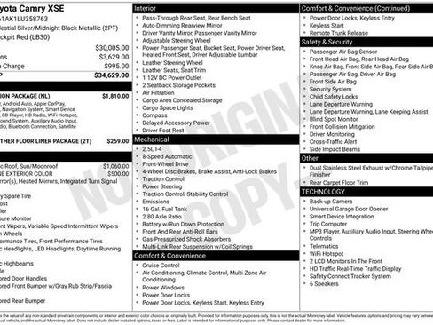 Used 2020 Toyota Camry XSE w/ Navigation Package FWD image 45
