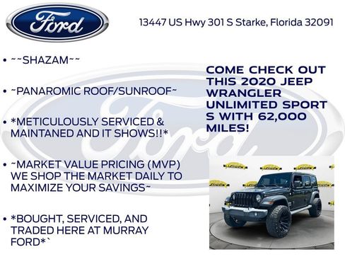 Used 2020 Jeep Wrangler Unlimited Sport S w/ Sun And Sound Package AWD/4WD image 5