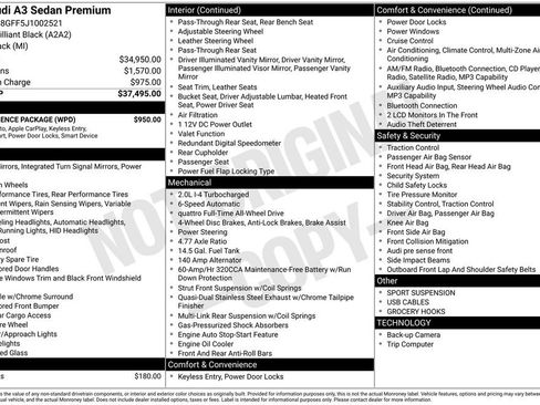 Used 2018 Audi A3 2.0T Premium w/ Convenience Package image 2