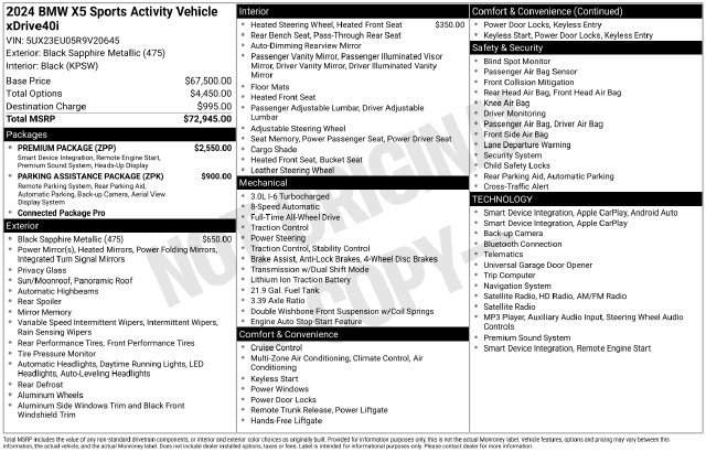 Certified 2024 BMW X5 xDrive40i w/ Premium Package AWD/4WD image 41