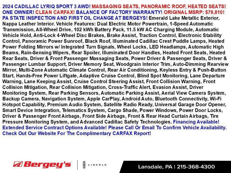Used 2024 Cadillac Lyriq Sport w/ Nappa Leather Package AWD/4WD image 2