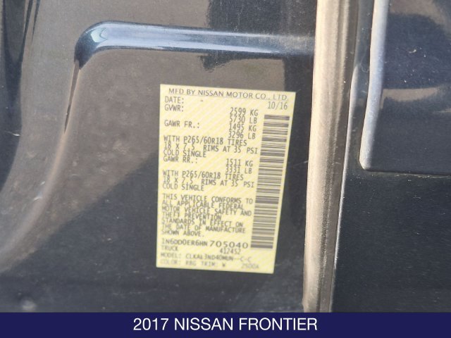Used 2017 Nissan Frontier SL w/ Moonroof Package RWD image 26