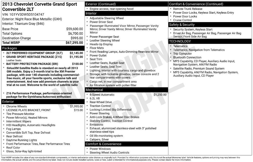 Used 2013 Chevrolet Corvette Grand Sport w/ 2LT Preferred Equipment Group RWD image 2