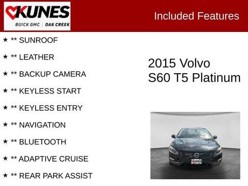 Used 2015 Volvo S60 T5 Platinum FWD image 2