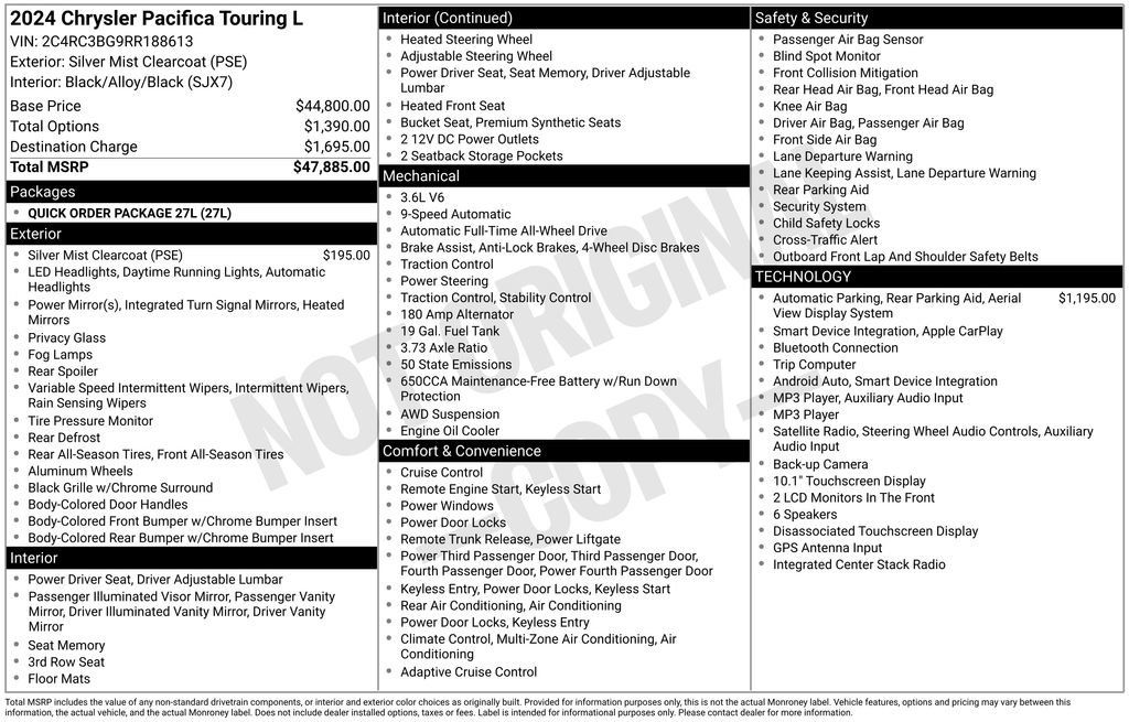 Used 2024 Chrysler Pacifica Touring-L AWD/4WD image 48