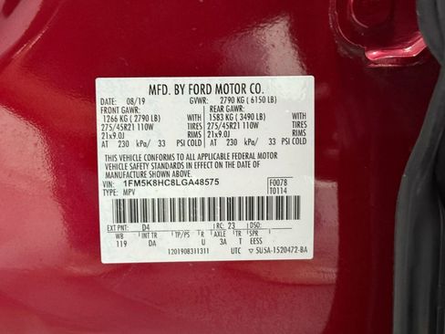 Used 2020 Ford Explorer Platinum w/ Premium Technology Package image 74