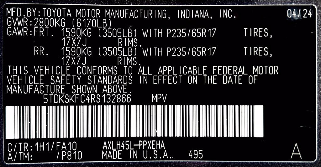 Certified 2024 Toyota Sienna LE AWD/4WD image 26
