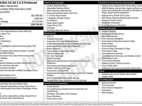 Used 2022 MAZDA CX-30 AWD 2.5 S w/ Preferred Package image 30