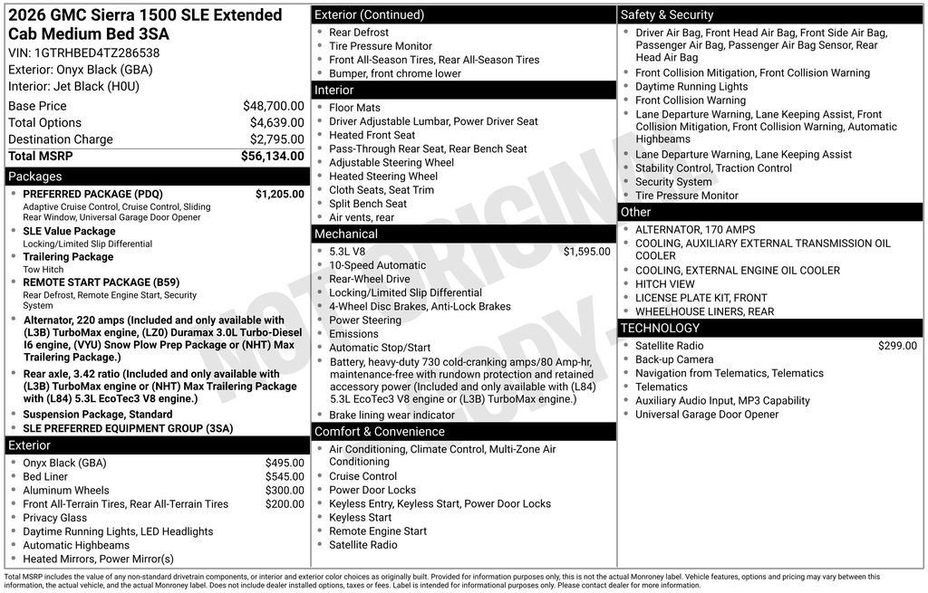 New 2026 GMC Sierra 1500 SLE w/ Preferred Package RWD image 56