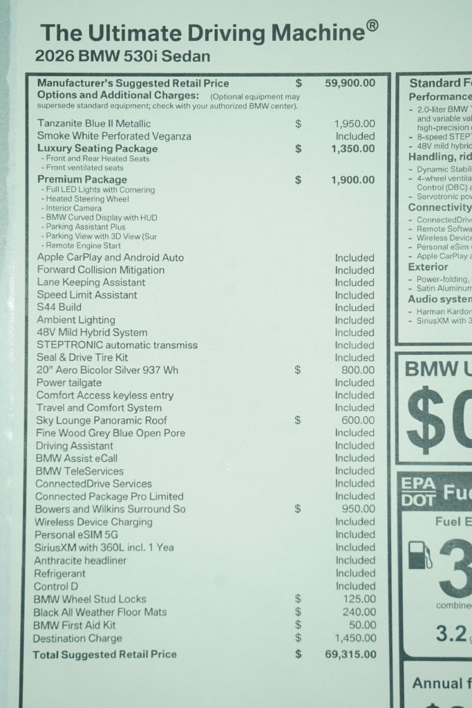 Used 2026 BMW 530i w/ Premium Package RWD image 9