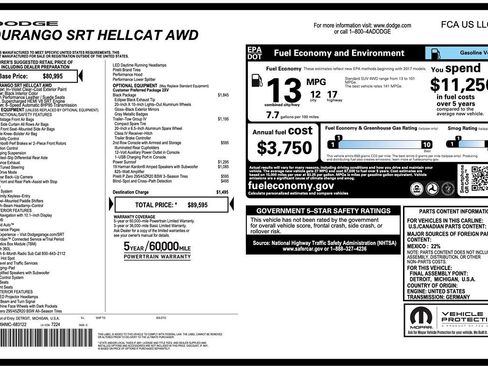 Used 2021 Dodge Durango SRT Hellcat w/ Black Package image 3