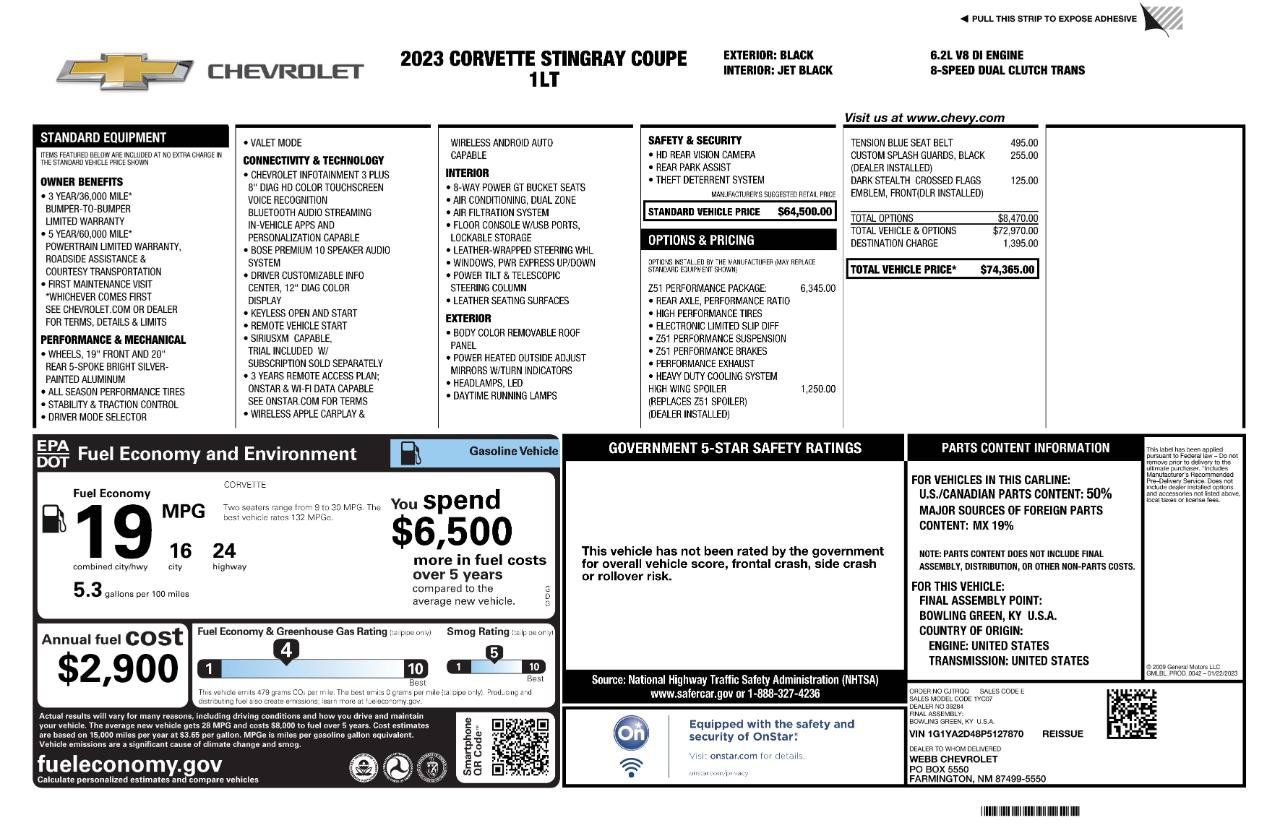 Used 2023 Chevrolet Corvette Stingray Coupe w/ Z51 Performance Package RWD image 17