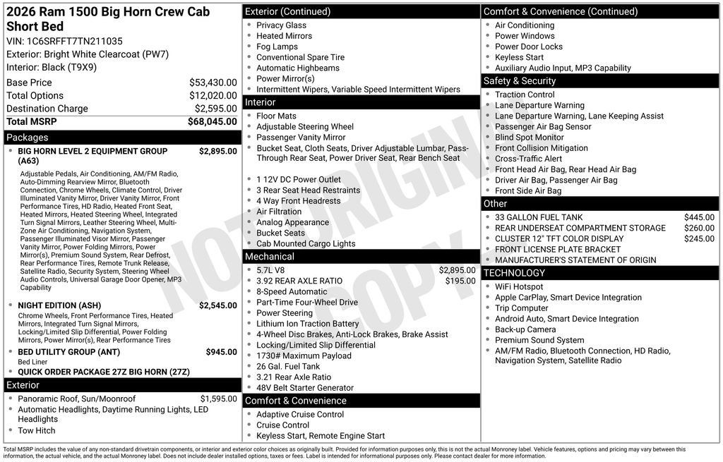 New 2026 RAM 1500 Big Horn AWD/4WD image 10