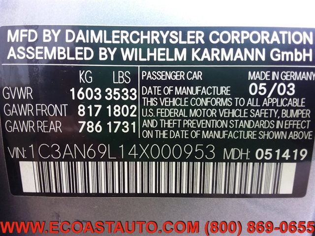 Used 2004 Chrysler Crossfire Coupe RWD image 13