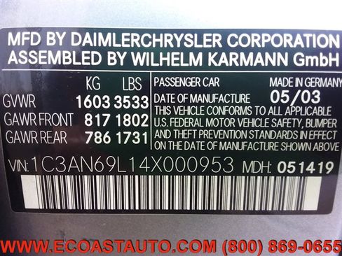 Used 2004 Chrysler Crossfire Coupe image 13