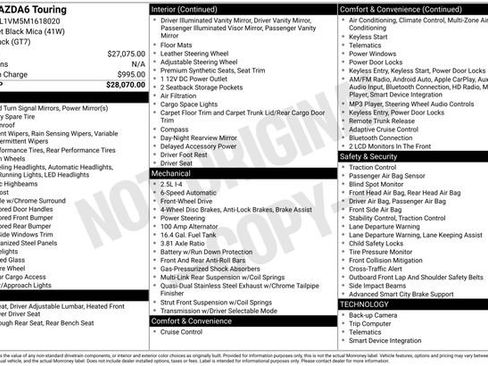 Certified 2021 MAZDA MAZDA6 Touring image 6