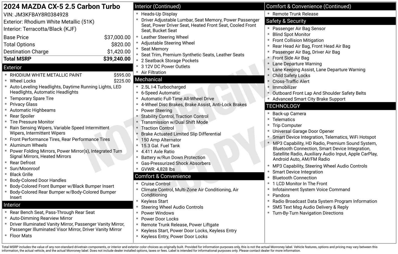 Certified 2024 MAZDA CX-5 Carbon Edition AWD/4WD image 28