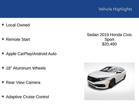 Used 2019 Honda Civic Sport image 2