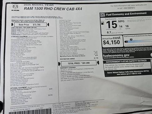New 2026 RAM 1500 RHO w/ RHO Level 1 Equipment Group AWD/4WD image 18
