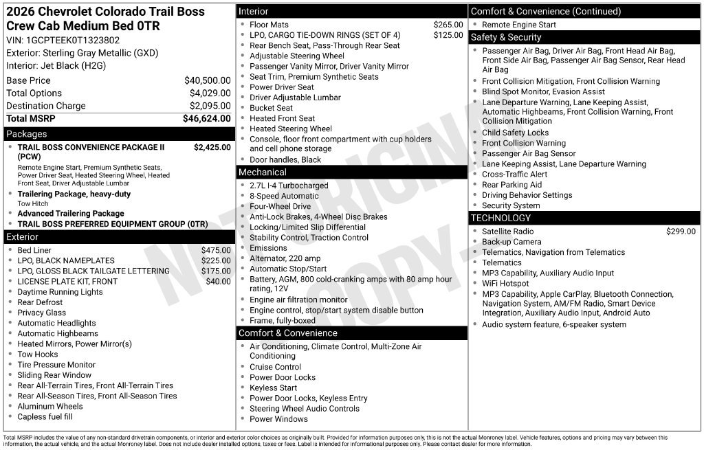 New 2026 Chevrolet Colorado Trail Boss AWD/4WD image 40