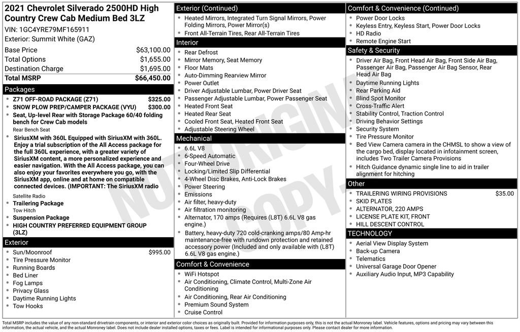 Used 2021 Chevrolet Silverado 2500 High Country w/ Z71 Off-Road Package AWD/4WD image 2