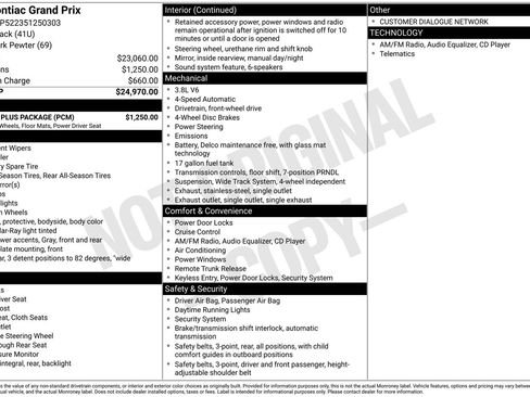 Used 2005 Pontiac Grand Prix w/ Drivers Plus Package image 8