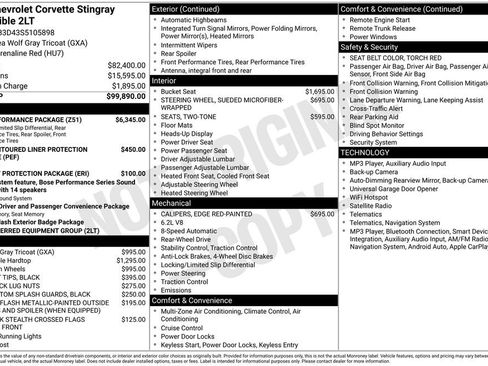 Used 2025 Chevrolet Corvette Stingray Preferred Conv w/ Z51 Performance Package RWD image 2