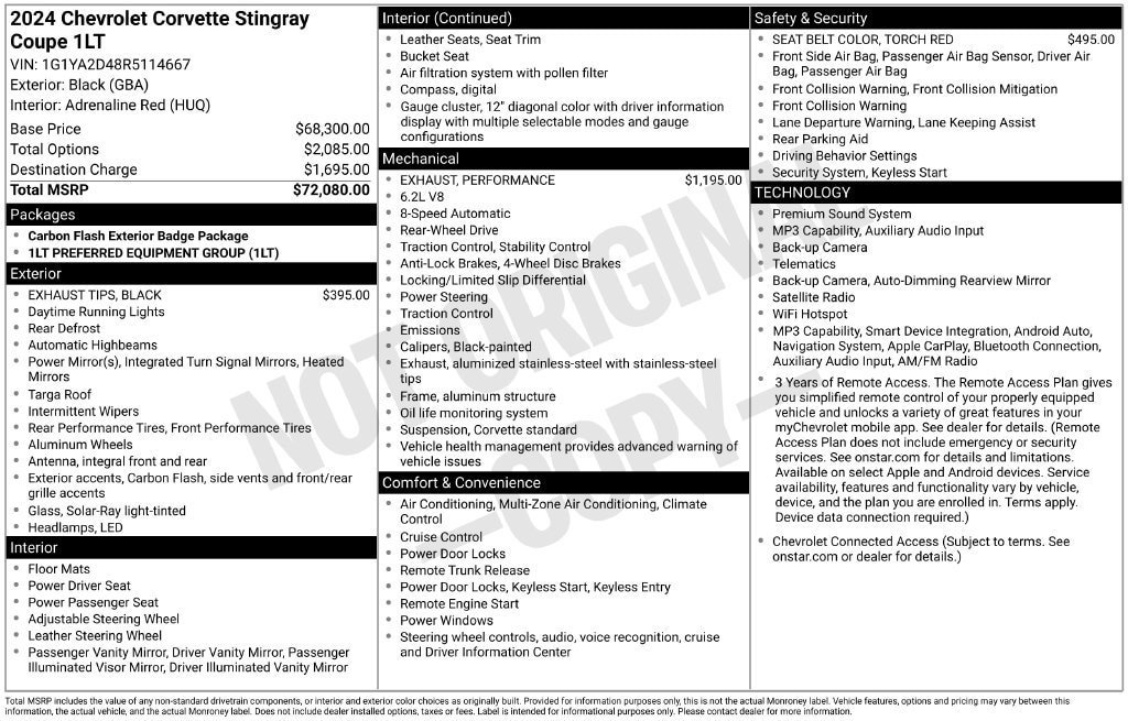 Certified 2024 Chevrolet Corvette Stingray Coupe w/ 1LT RWD image 11