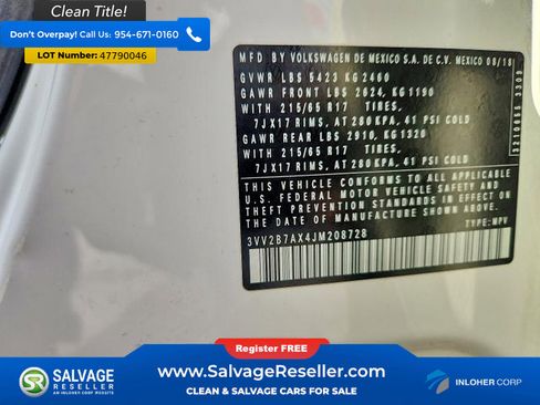 Used 2018 Volkswagen Tiguan SE w/ 3rd Row Seat Package AWD/4WD image 17