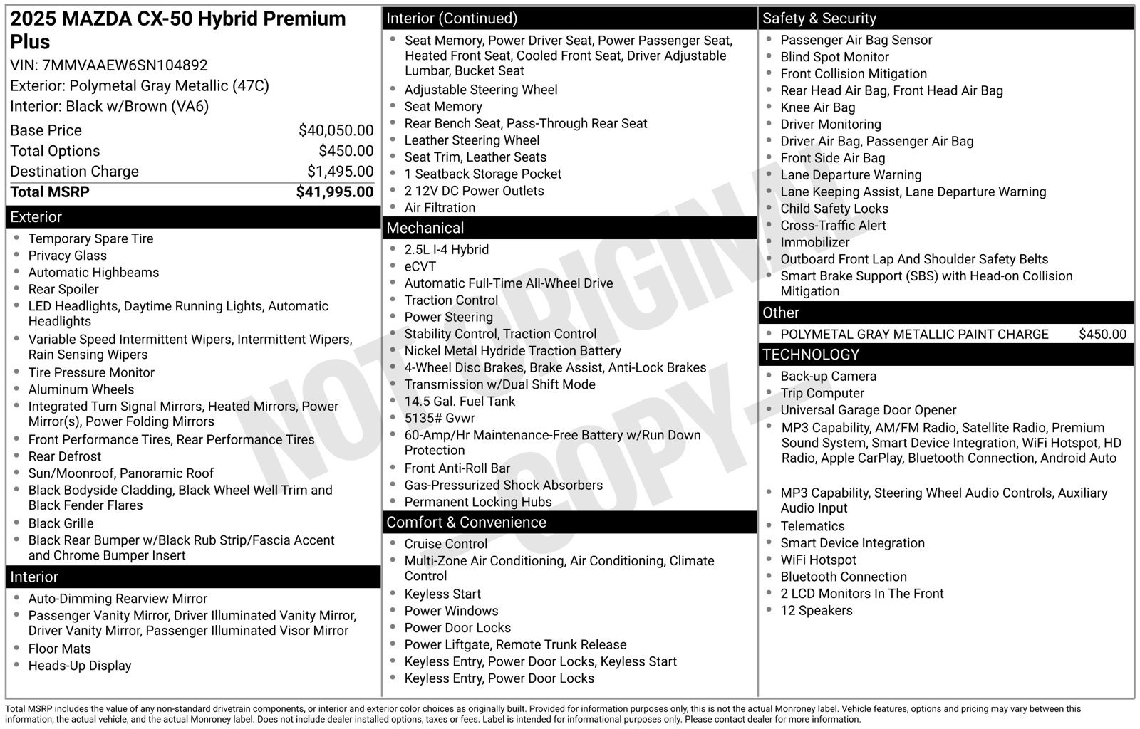 Certified 2025 MAZDA CX-50 2.5 Hybrid w/ Premium Plus Pkg AWD/4WD image 35