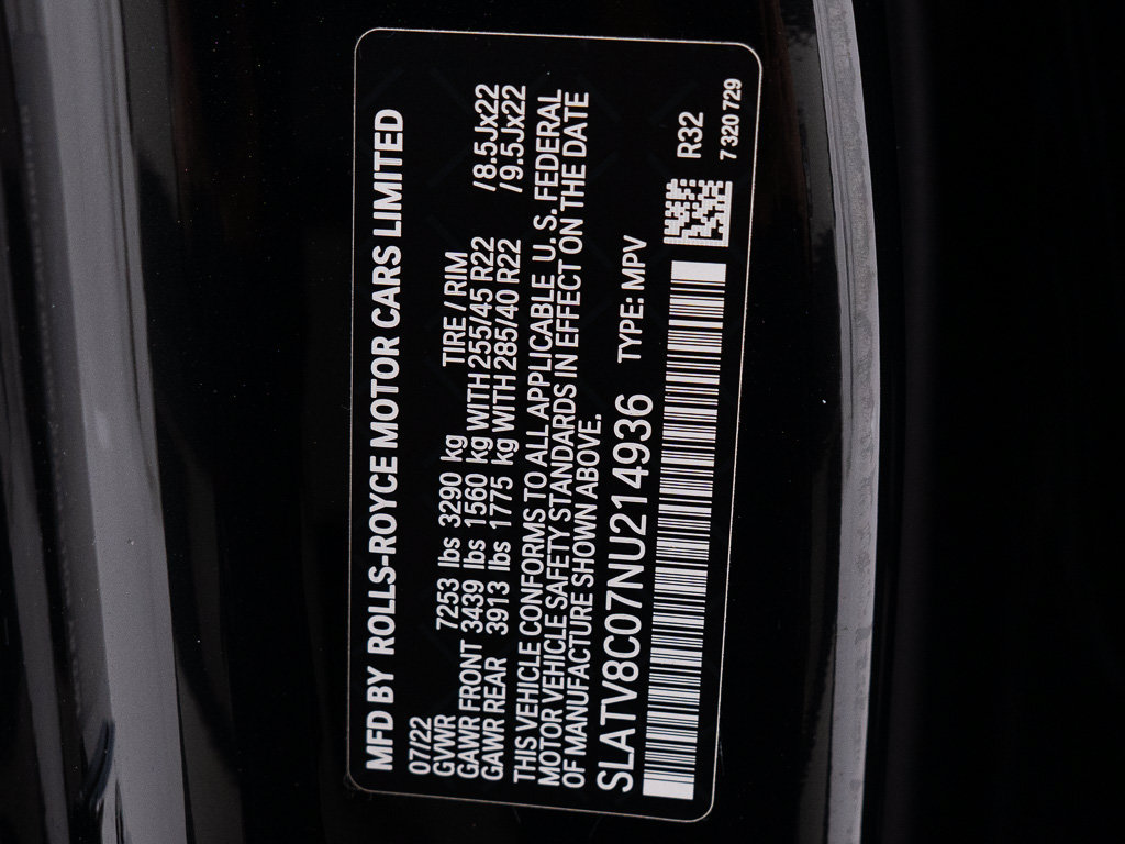 Certified 2022 Rolls-Royce Cullinan Black Badge w/ Dark Exterior Package AWD/4WD image 56
