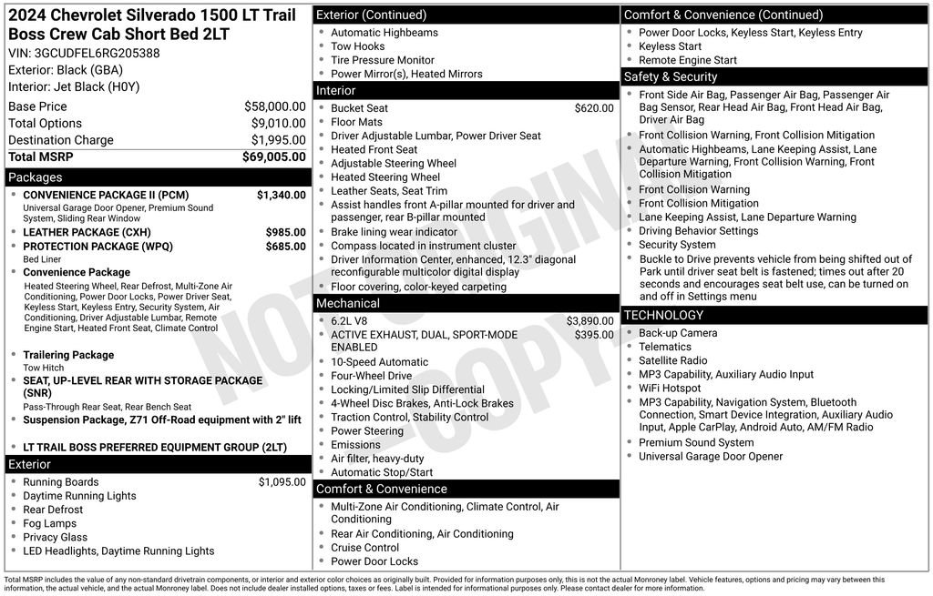 Used 2024 Chevrolet Silverado 1500 LT Trail Boss w/ Convenience Package II AWD/4WD image 49