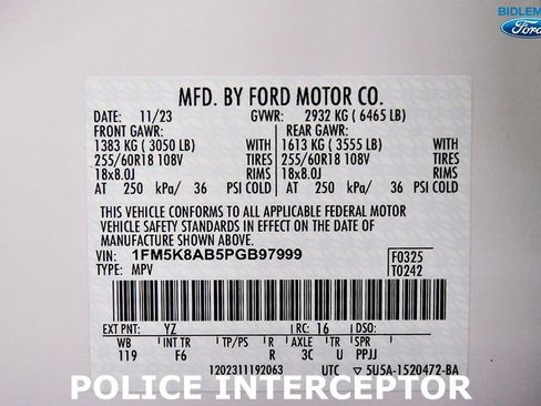 Used 2023 Ford Explorer 4WD Police Interceptor w/ Interior Upgrade Package image 12