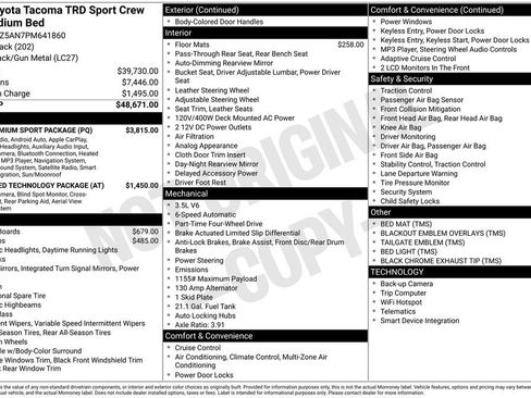 Used 2023 Toyota Tacoma TRD Sport w/ TRD Premium Sport Package image 57