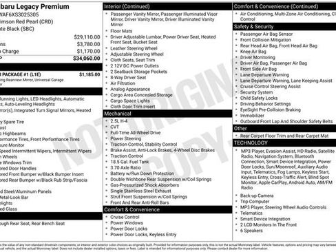 Used 2025 Subaru Legacy Premium w/ Popular Package #1 AWD/4WD image 10