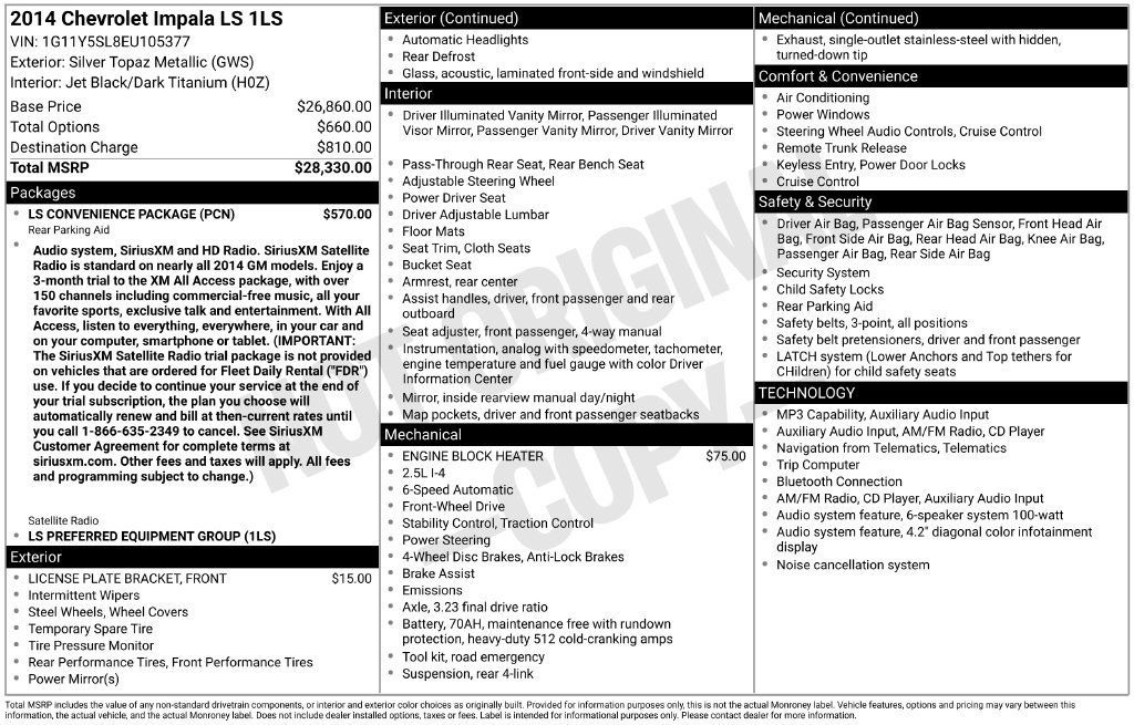 Used 2014 Chevrolet Impala LS w/ LS Convenience Package FWD image 12