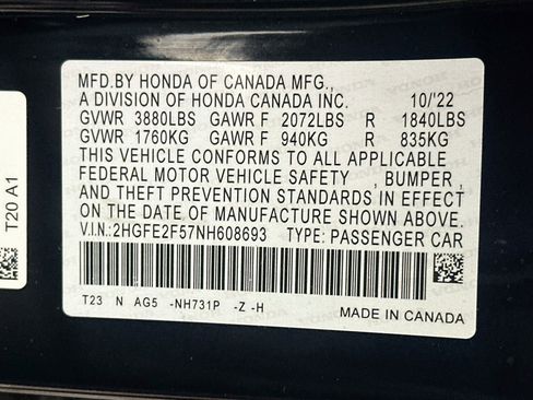 Used 2022 Honda Civic Sport image 12