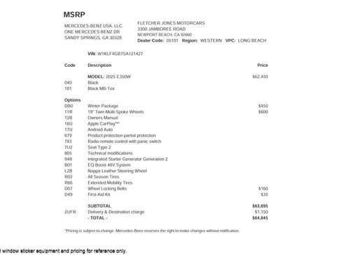 Certified 2025 Mercedes-Benz E 350 E 350 RWD Sedan w/ Winter Package image 4