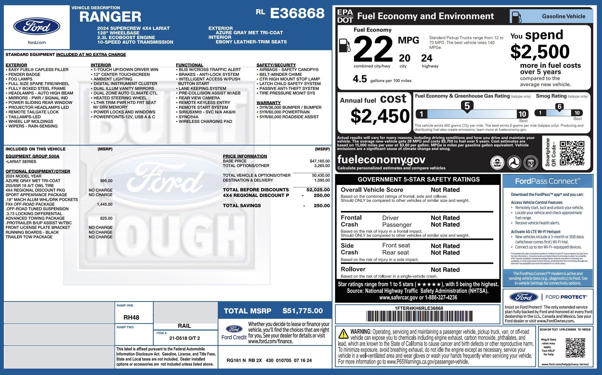 Used 2024 Ford Ranger Lariat w/ FX4 Off-Road Package AWD/4WD image 4