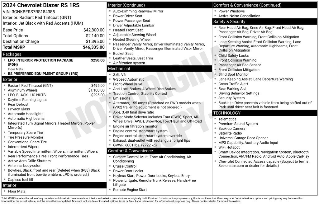 Used 2024 Chevrolet Blazer RS FWD image 3