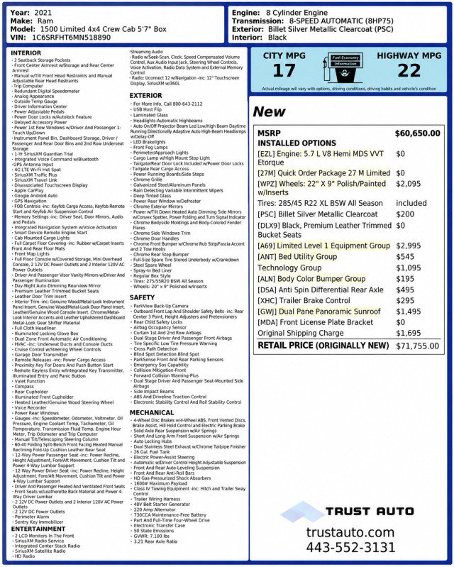 Used 2021 RAM 1500 Limited AWD/4WD image 3