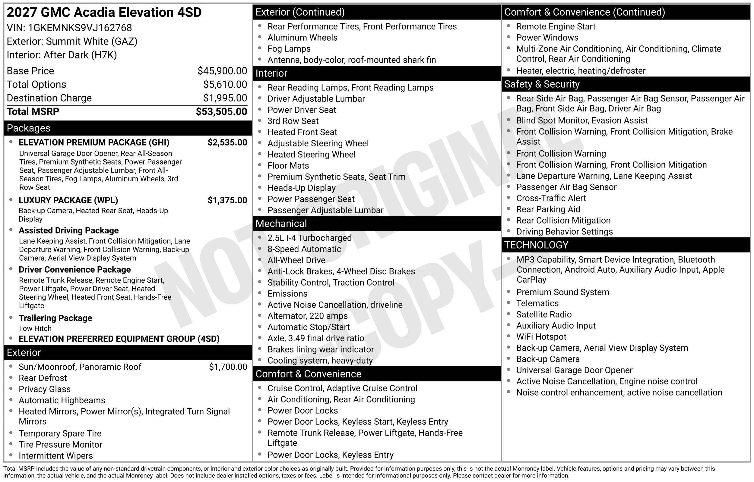 New 2027 GMC Acadia Elevation w/ Elevation Premium Package AWD/4WD image 48