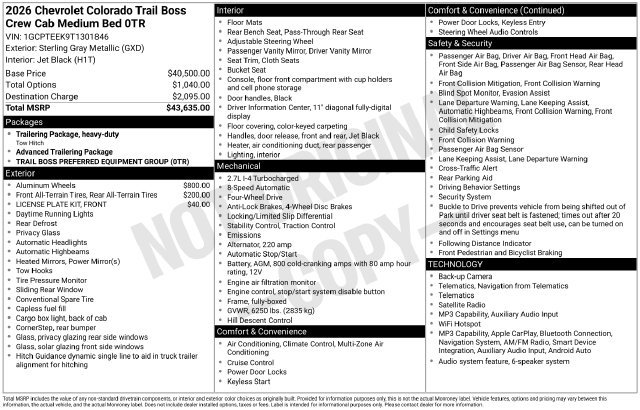 New 2026 Chevrolet Colorado Trail Boss AWD/4WD image 27