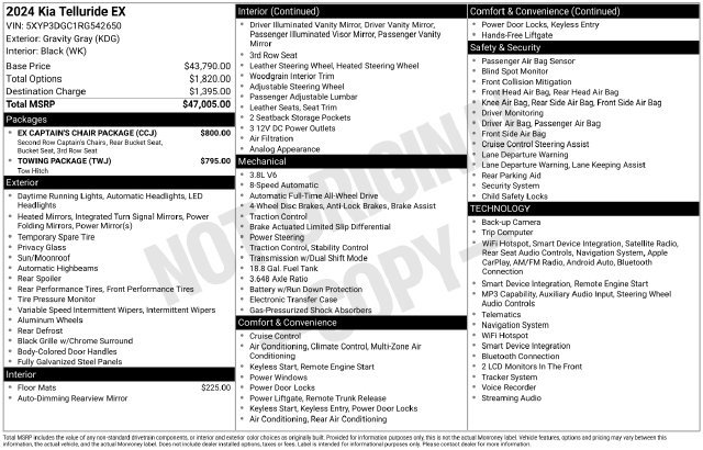 Used 2024 Kia Telluride EX w/ EX Captain's Chair Package AWD/4WD image 4