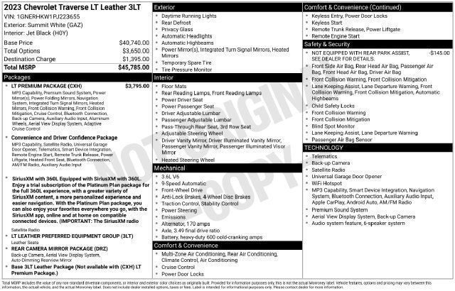 Used 2023 Chevrolet Traverse LT w/ LT Premium Package FWD image 5
