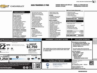 New 2026 Chevrolet Traverse LT w/ LPO, Floor Liner Package