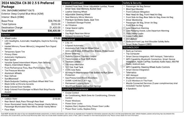 Certified 2024 MAZDA CX-30 AWD 2.5 S w/ Preferred Package image 8